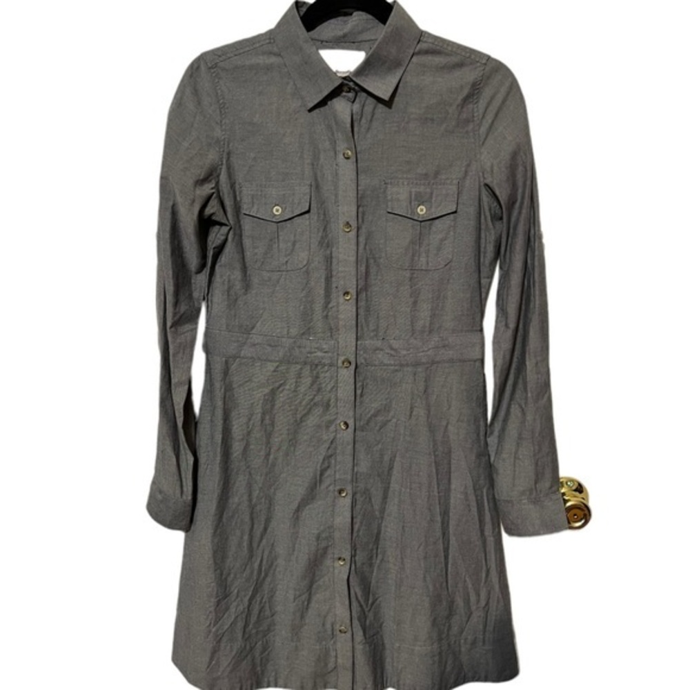 Trovata Donosita Long Sleeve Button Down With Pockets Dress Cotton Blend Size S